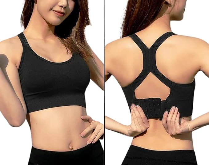 GLAMORAS Women’s Nylon Spandex Sports Bra – Padded, Non-Wired, Racer Back for Gym & Cardio